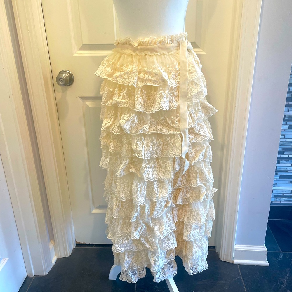 LoveShackFancy Dover Skirt in Cream